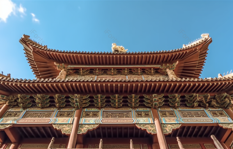 中古传统古建筑老建筑之美宫殿古楼蓝天背景仰拍视角实拍图像摄影,高清,摄影图,摄影图片,图片大全,摄影图免费下载